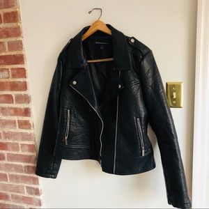 French Connection Moto Jacket Sz L Vegan Leather